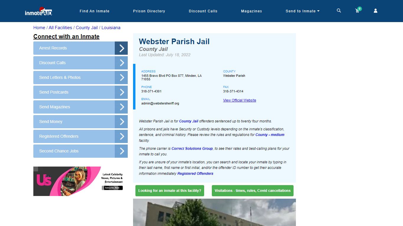 Webster Parish Jail - Inmate Locator - Minden, LA